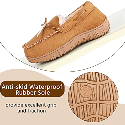 NCCB Boys Girls House Slippers Memory Foam Moccasin Shoes Furry Plush Lining Non Slip Indoor Outdoor Boys Slippers for Big Kids Little Kids